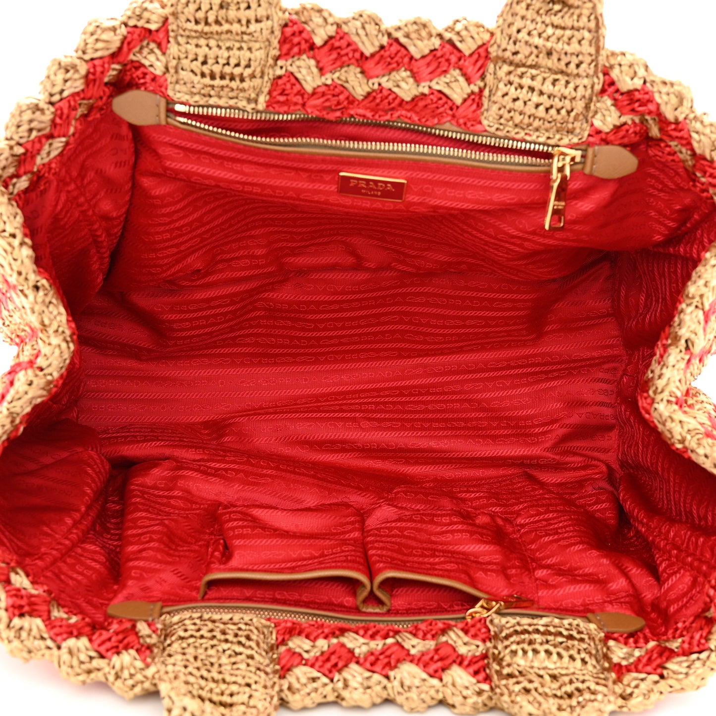 Raffia Crochet Large Tote Naturale Fuoco