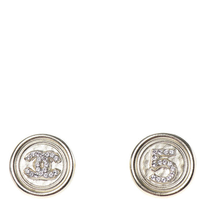 Chanel Crystal CC Round Earrings Light Gold 1 of 4