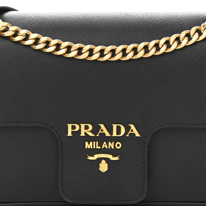Prada Saffiano Flap Shoulder Bag Black 10 of 10