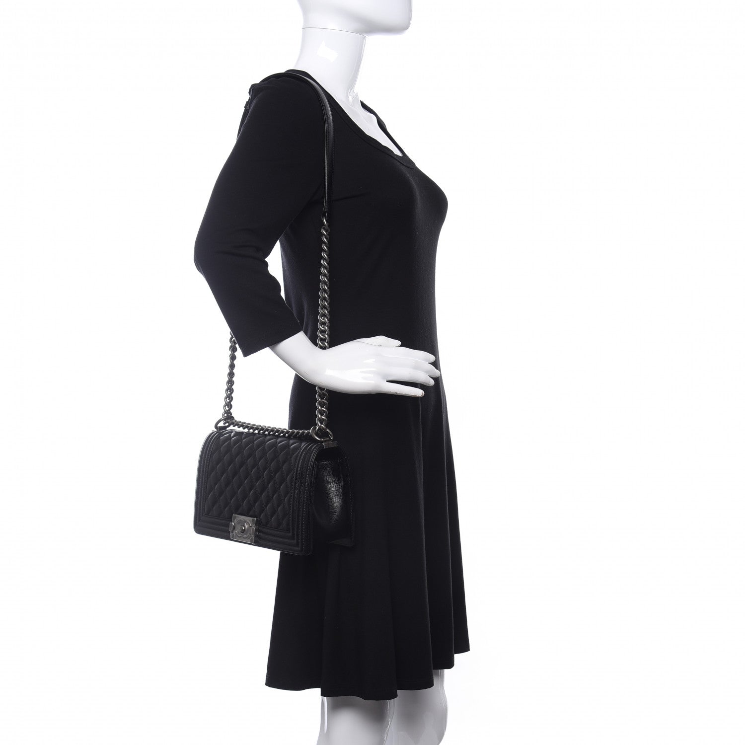 Chanel Caviar Quilted Medium Boy Flap Black 2 of 13