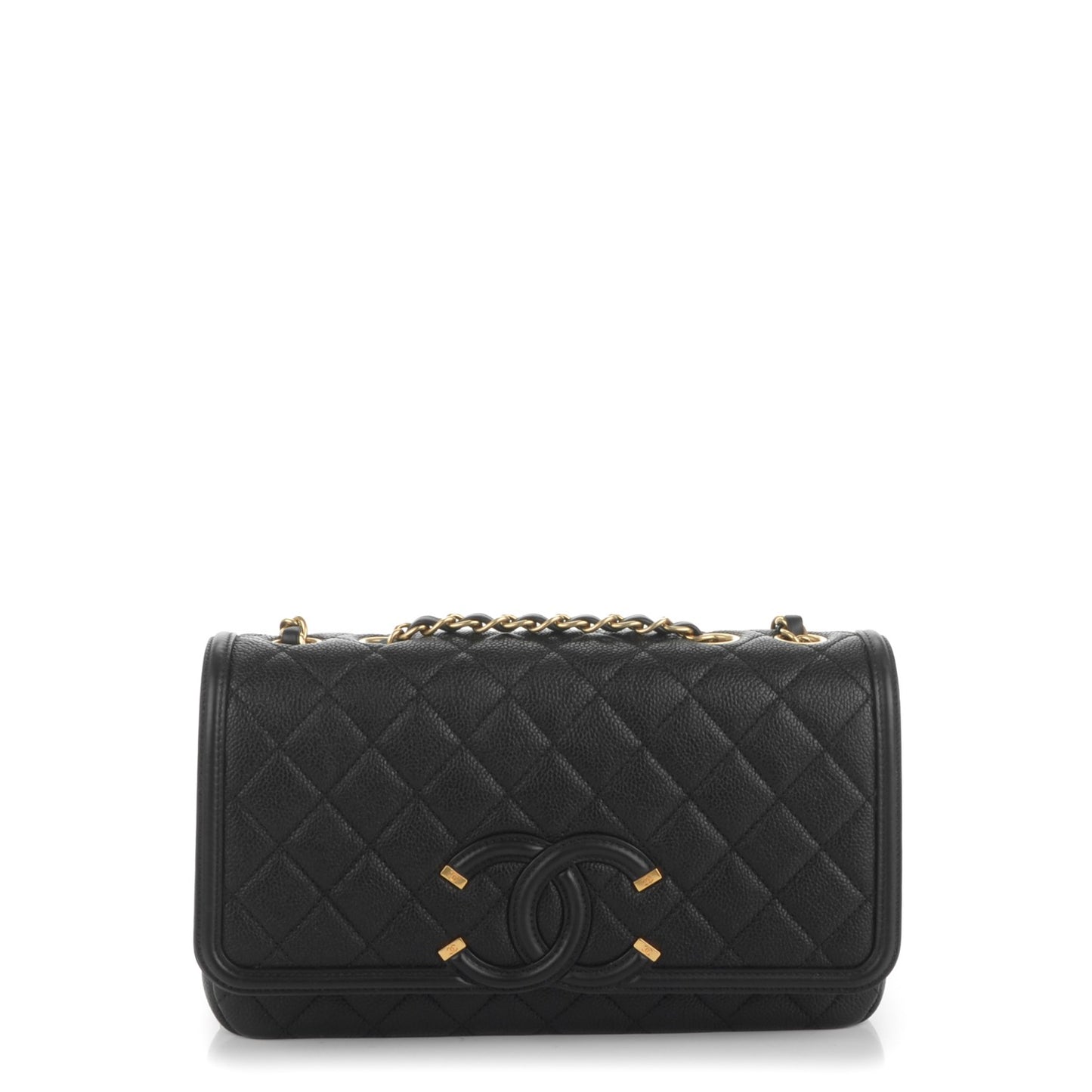 Caviar Quilted Medium CC Filigree Flap Black