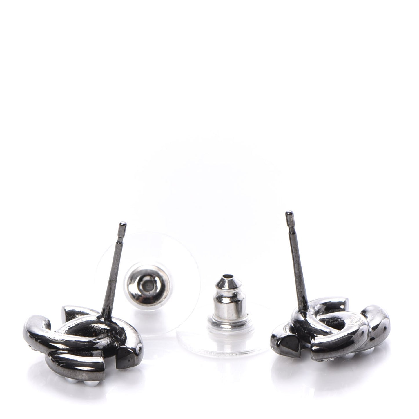 Ruthenium Crystal Pearl CC Earrings