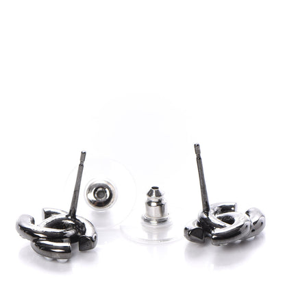 Chanel Ruthenium Crystal Pearl CC Earrings 4 of 5