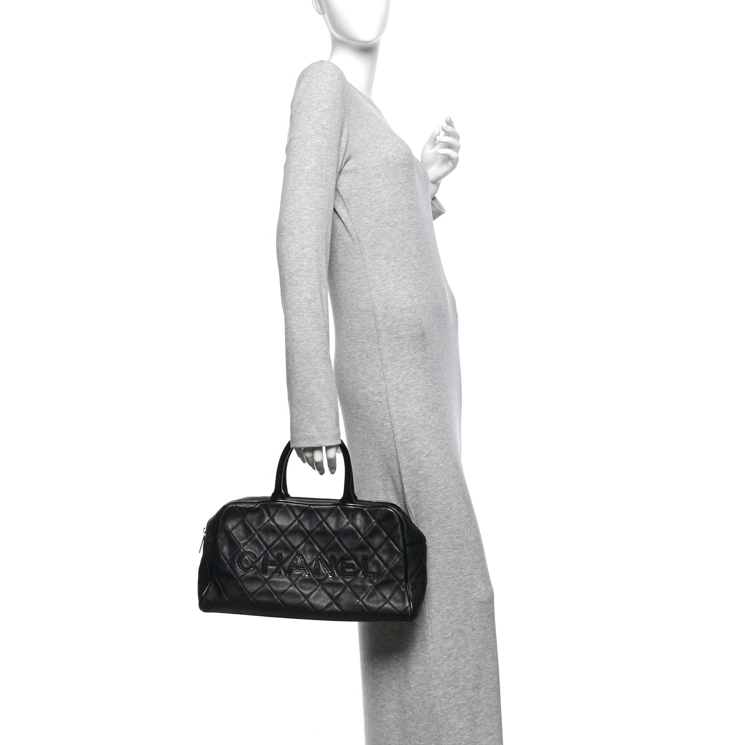 Chanel Caviar Patent Quilted Large Bowler Black 2 of 10