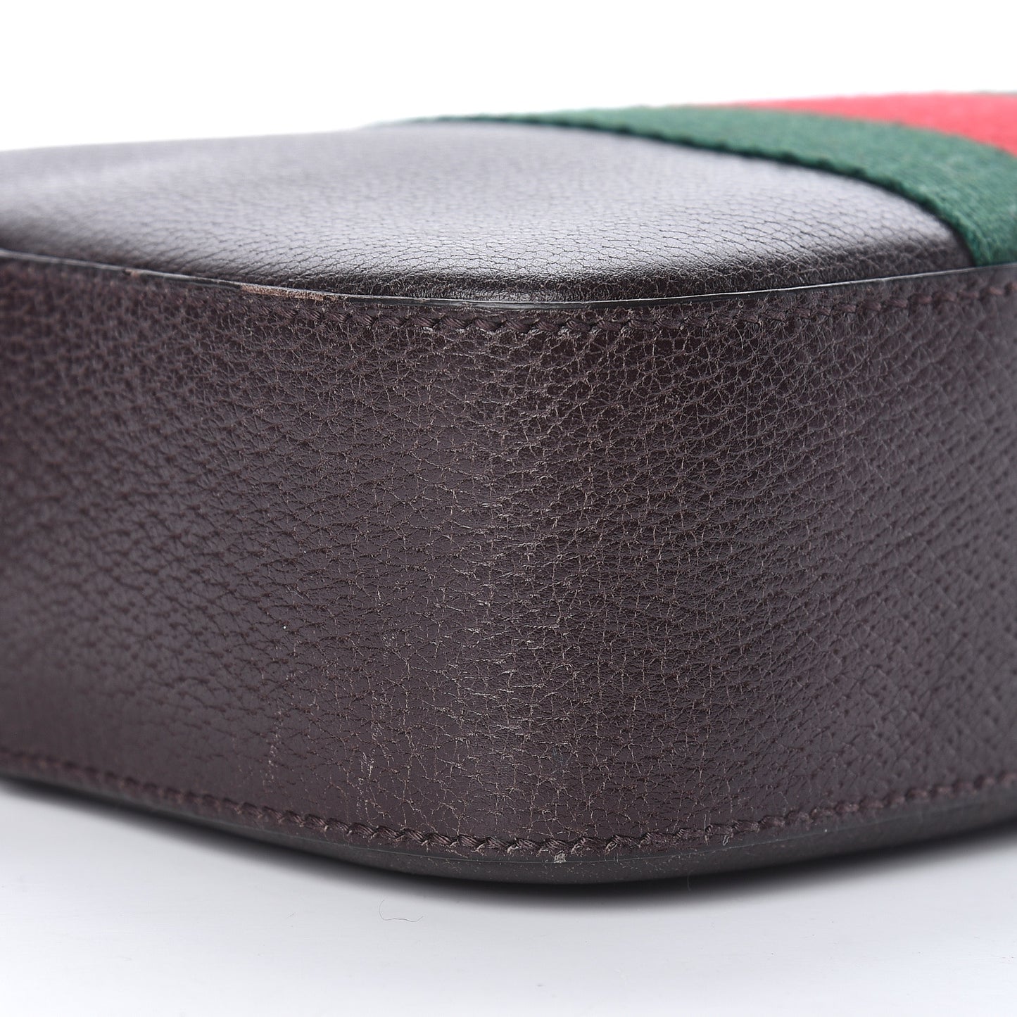 Textured Calfskin Web Small Webby Bee Shoulder Bag Brown Coffee