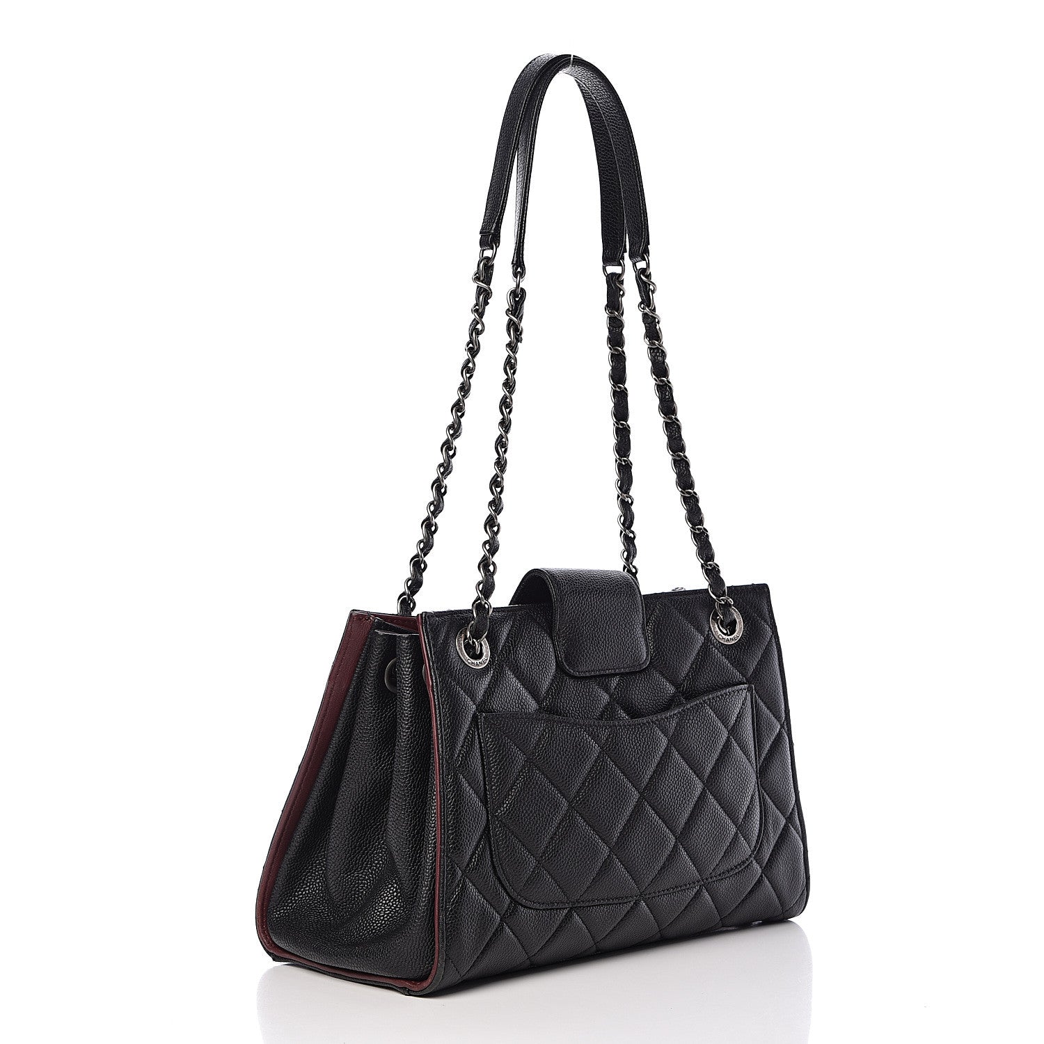 Chanel Caviar Quilted Medium CC Accordion Shopping Bag Black 3 of 13