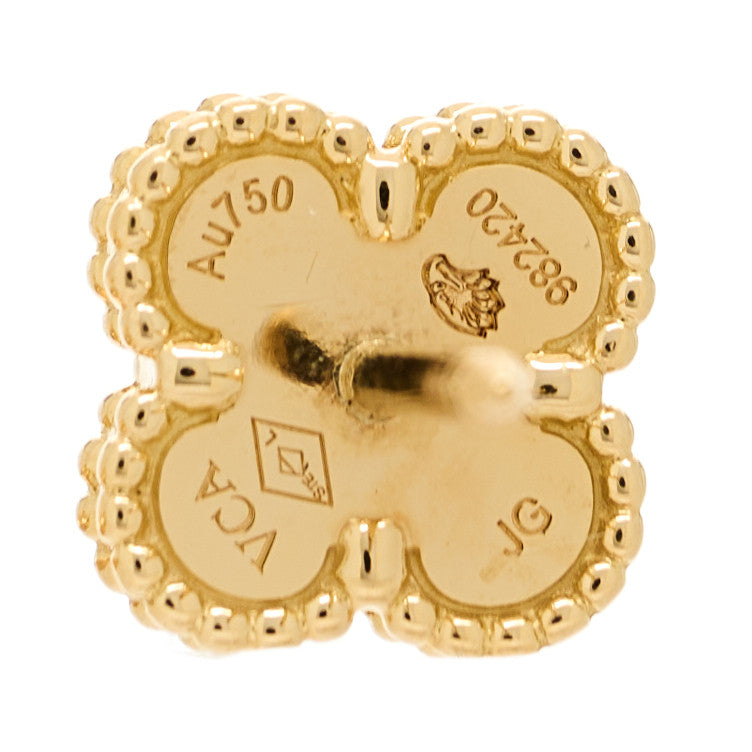 Van Cleef & Arpels 18K Yellow Gold Mother of Pearl Sweet Alhambra Earrings 4 of 5