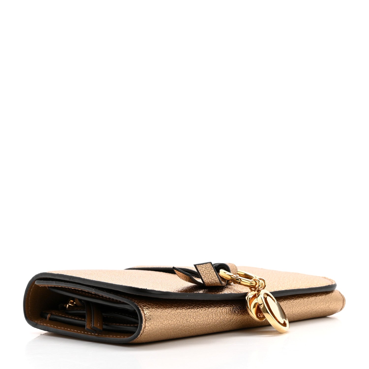 Chloe Metallic Calfskin Alphabet Trifold Wallet Gold 4 of 8