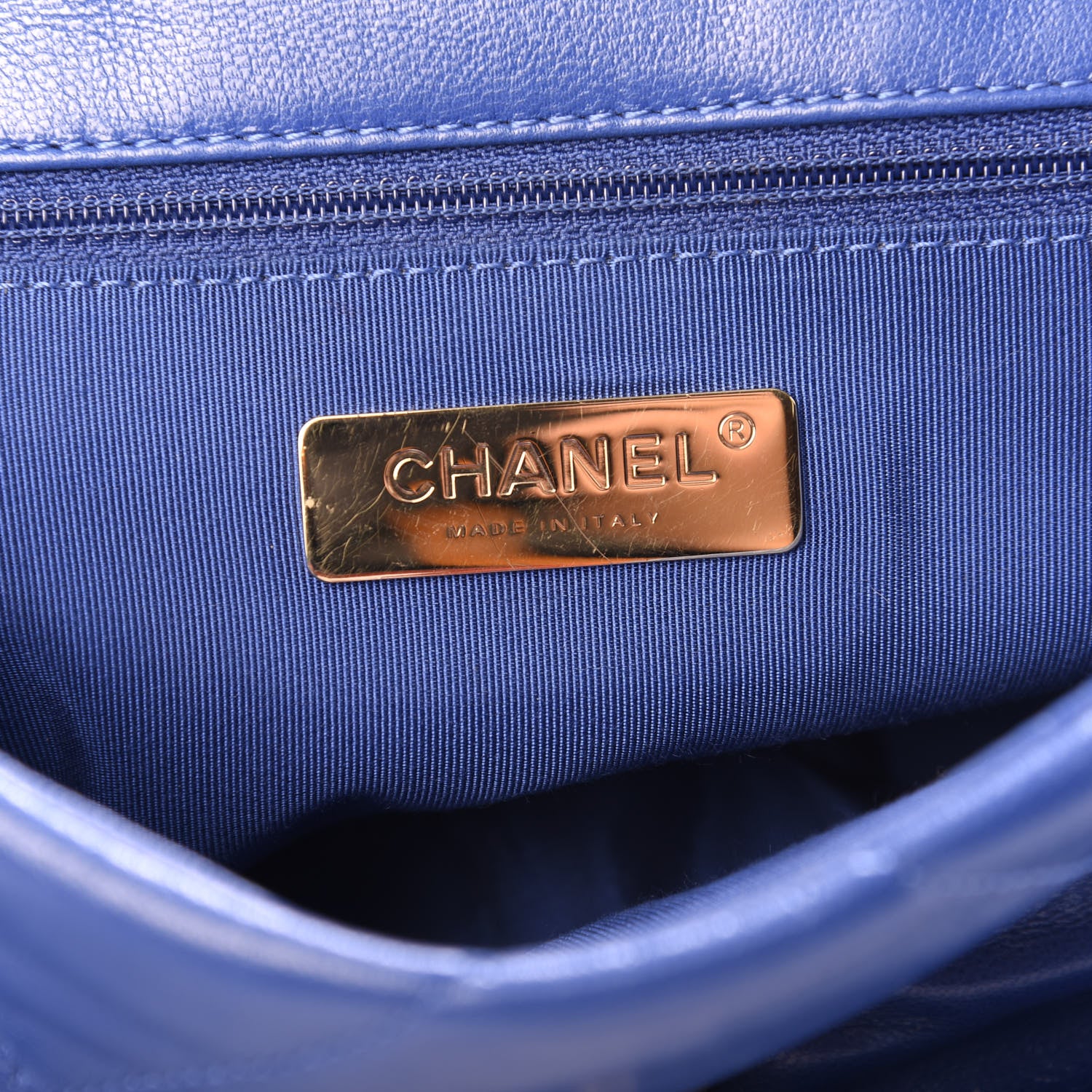 Chanel Goatskin Quilted Medium 19 Flap Dark Blue 5 of 9