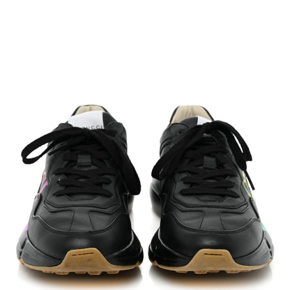Gucci Calfskin Iridescent Logo Womens Rhyton Sneakers 37.5 Black 2 of 13