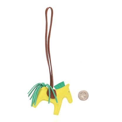 Hermes Milo Lambskin Grigri Rodeo Horse Bag Charm PM Lime Menthe Fauve 2 of 4