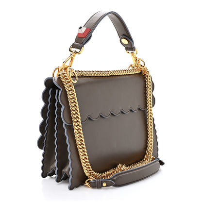 Fendi Vitello Liberty Scalloped Studded Kan I Shoulder Bag Carbone 3 of 13