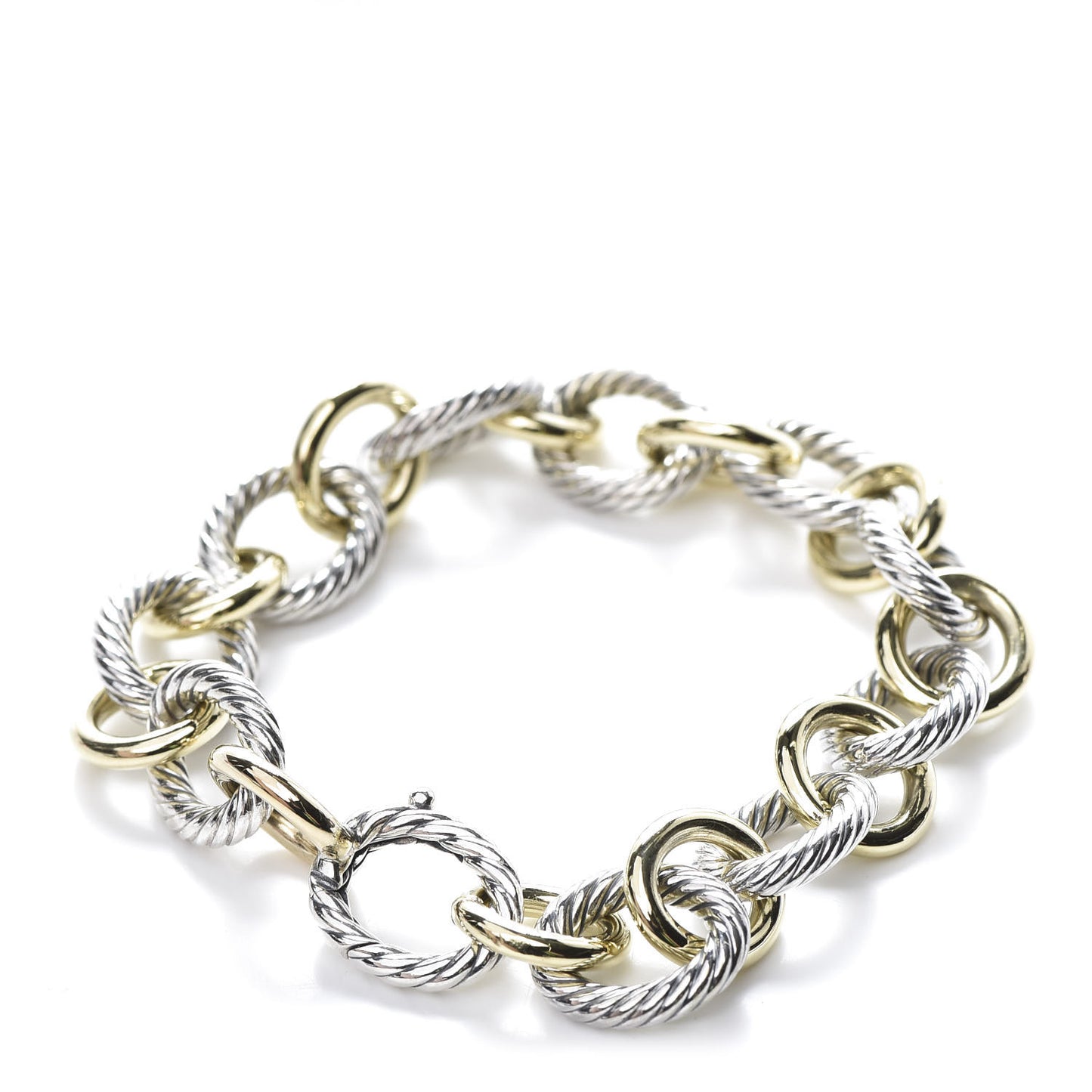 Sterling Silver 18K Yellow Gold 12mm Large Oval Link Bracelet
