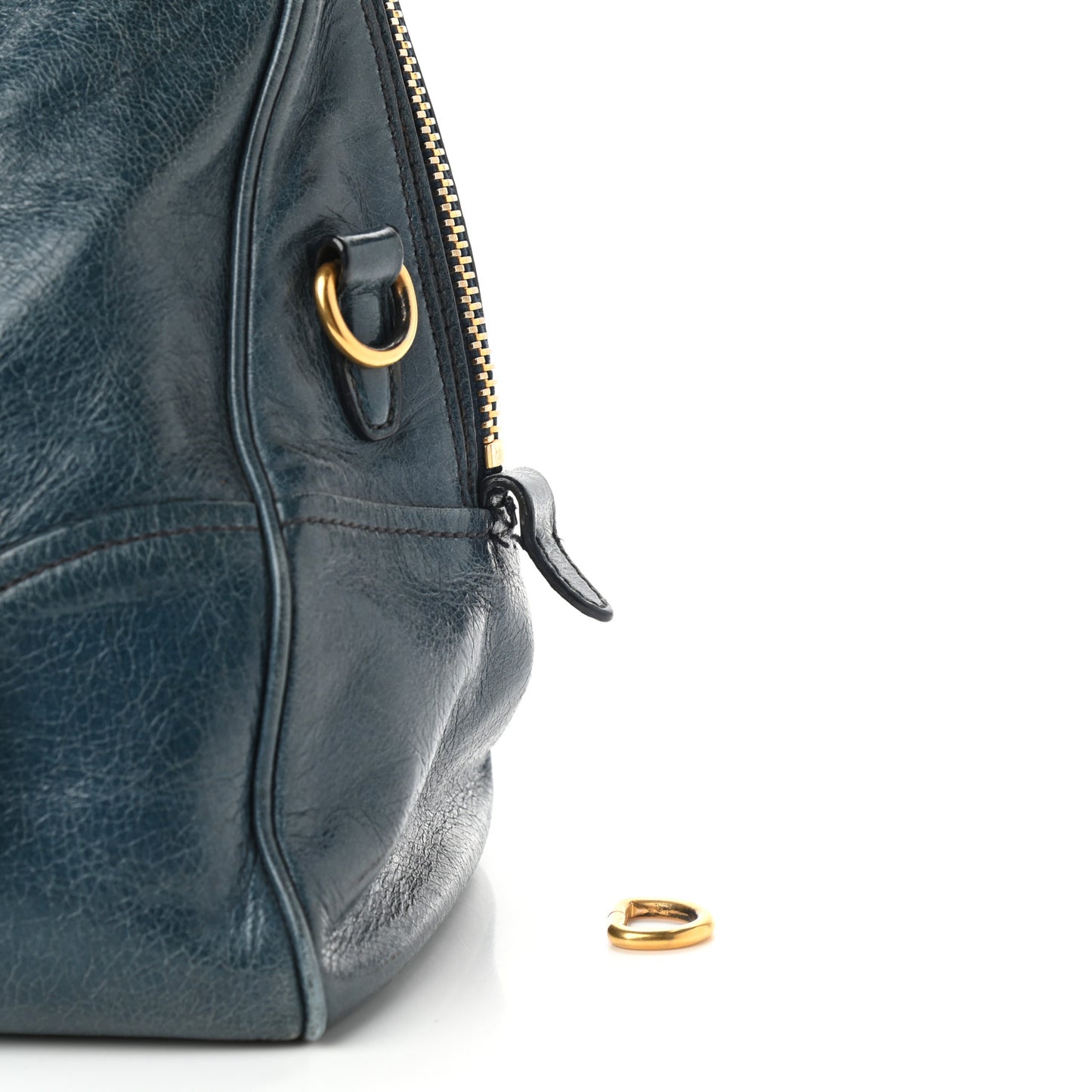 Vitello Shine Shopping Satchel Denim