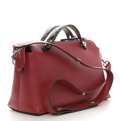 Fendi Vitello Dolce Bi-Color FF 1974 Embossed Medium By The Way Boston Bag Fragola Maya Black 3 of 8