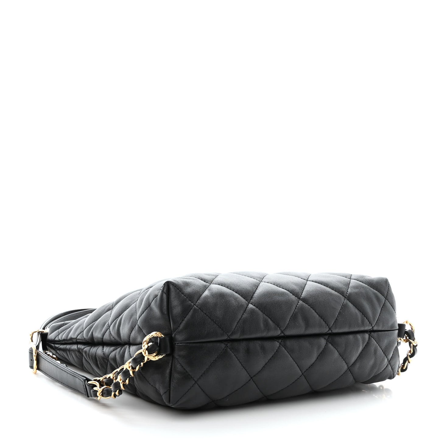 Lambskin Quilted Maxi Hobo Black