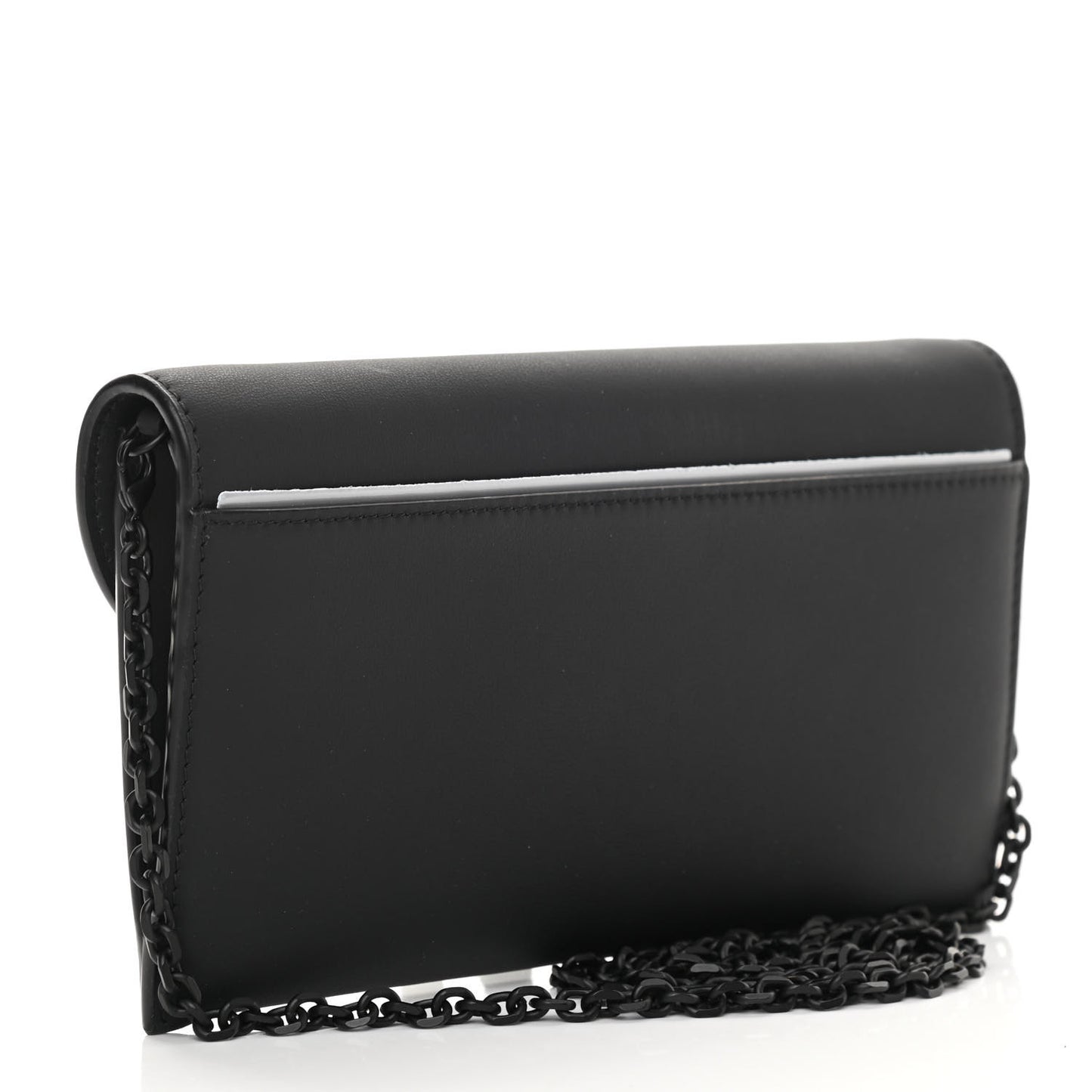Ultra Matte Calfskin Saddle Chain Wallet Pouch Black