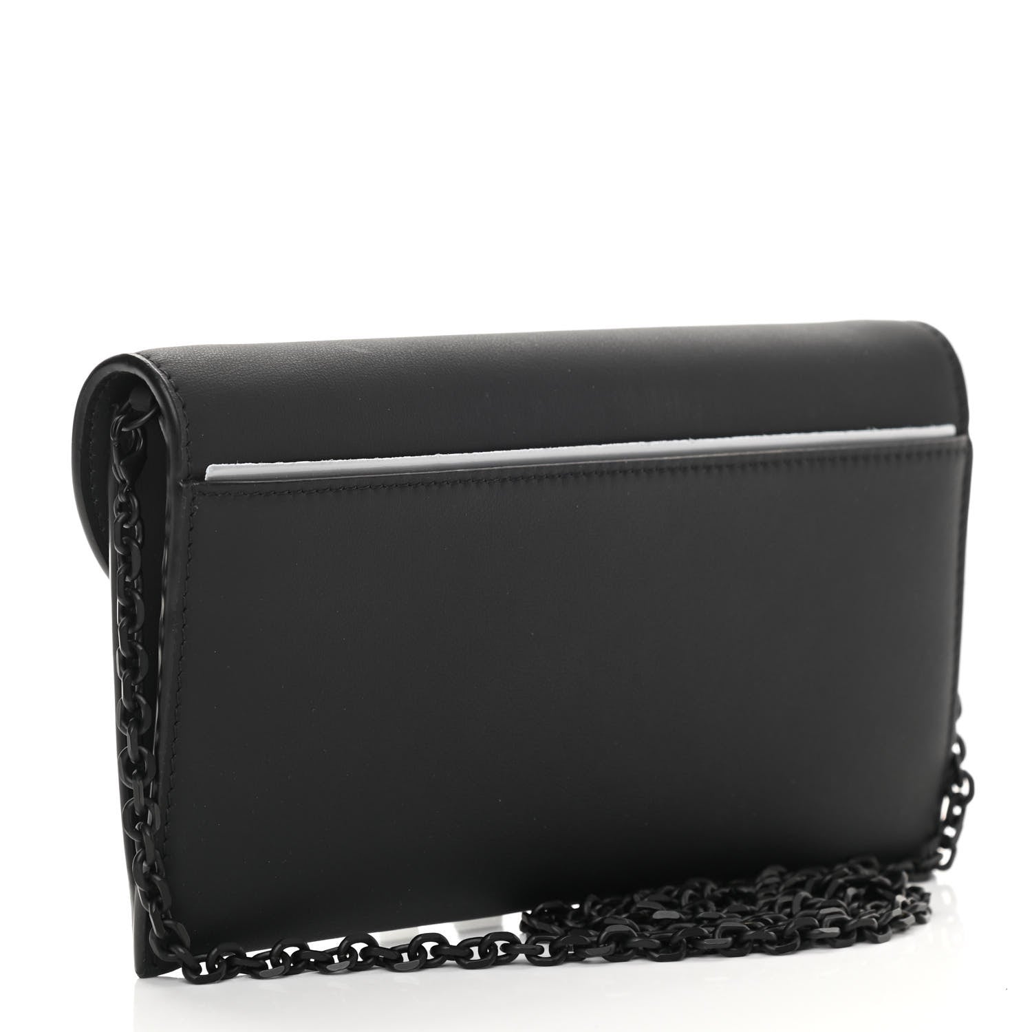 Christian Dior Ultra Matte Calfskin Saddle Chain Wallet Pouch Black 4 of 14