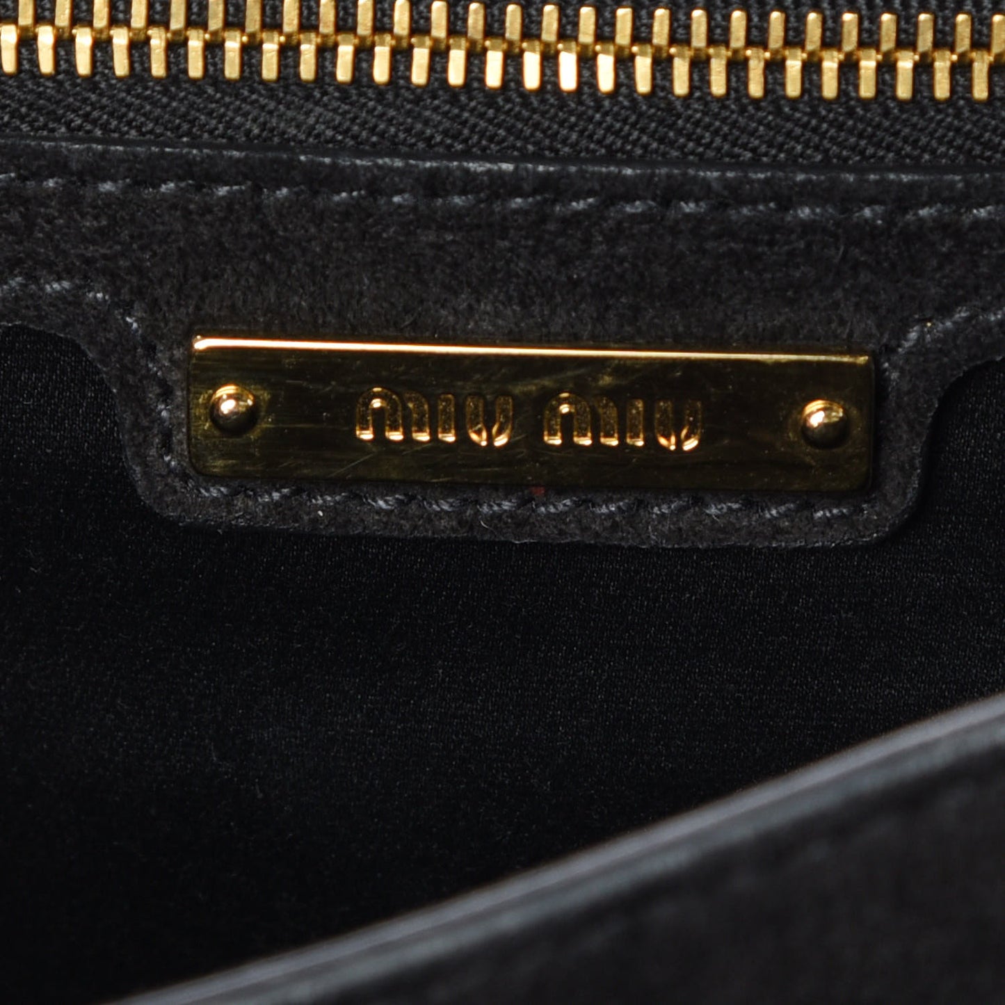 Goatskin Madras Miu Logo Shoulder Bag Black