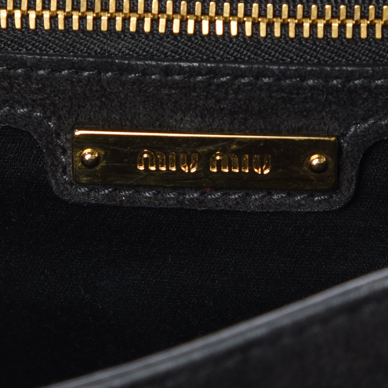 Miu Miu Goatskin Madras Miu Logo Shoulder Bag Black 8 of 8