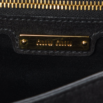 Miu Miu Goatskin Madras Miu Logo Shoulder Bag Black 8 of 8