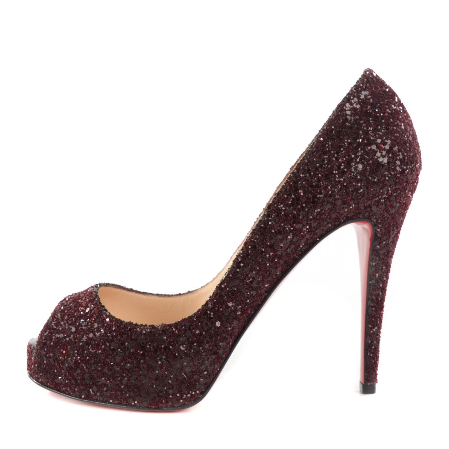 Christian Louboutin Glitter Very Prive 120 Pumps 38.5 Oxblood 1 of 7