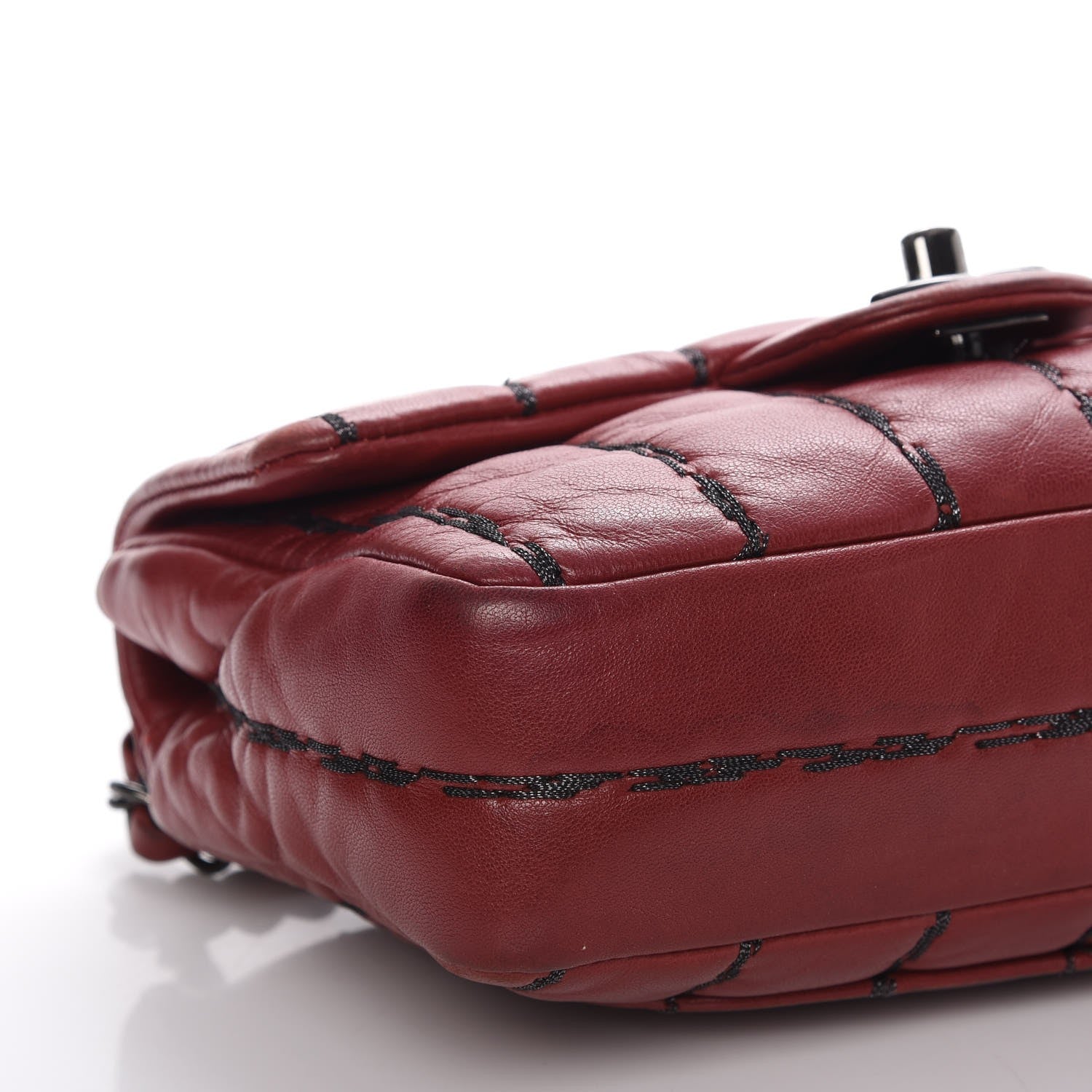 Chanel Lambskin Vertical Stitch Mini Flap Dark Red 12 of 13