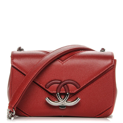Chanel Caviar Macro Chevron Small Single Flap Red 1 of 7