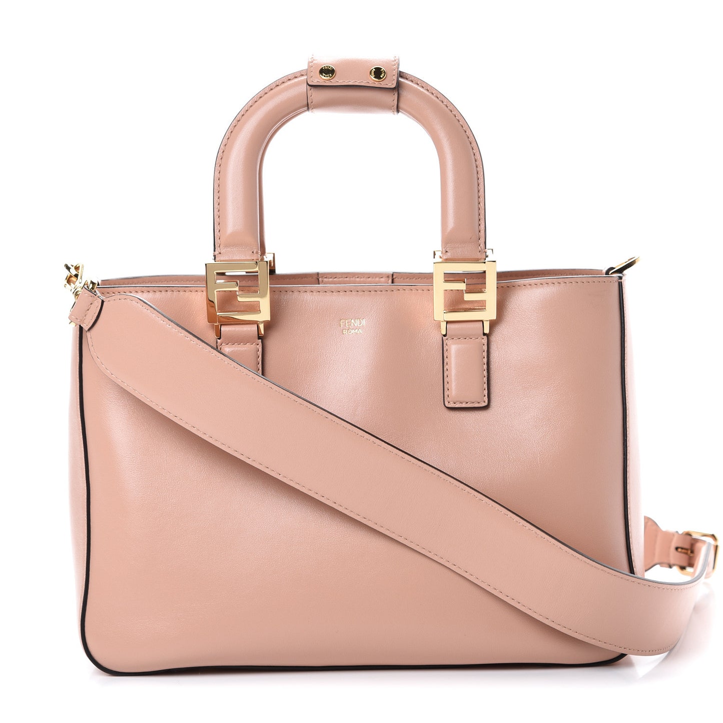 Vitello Glacier Small FF Tote Rosa Bourbon