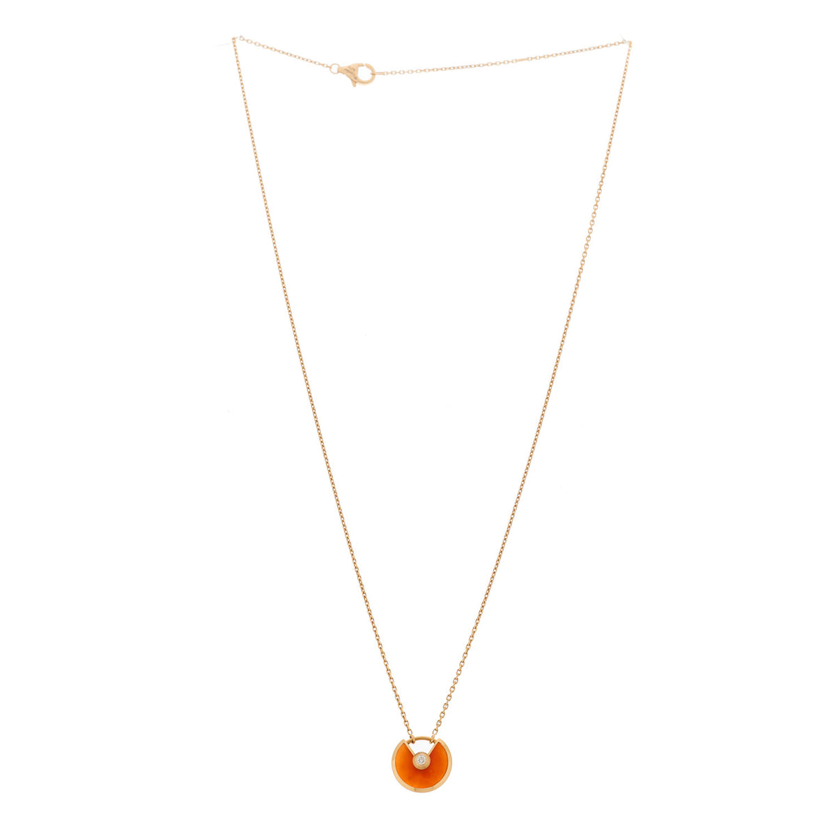 Cartier 18K Pink Gold Diamond Carnelian XS Amulette de Cartier Pendant Necklace 3 of 6