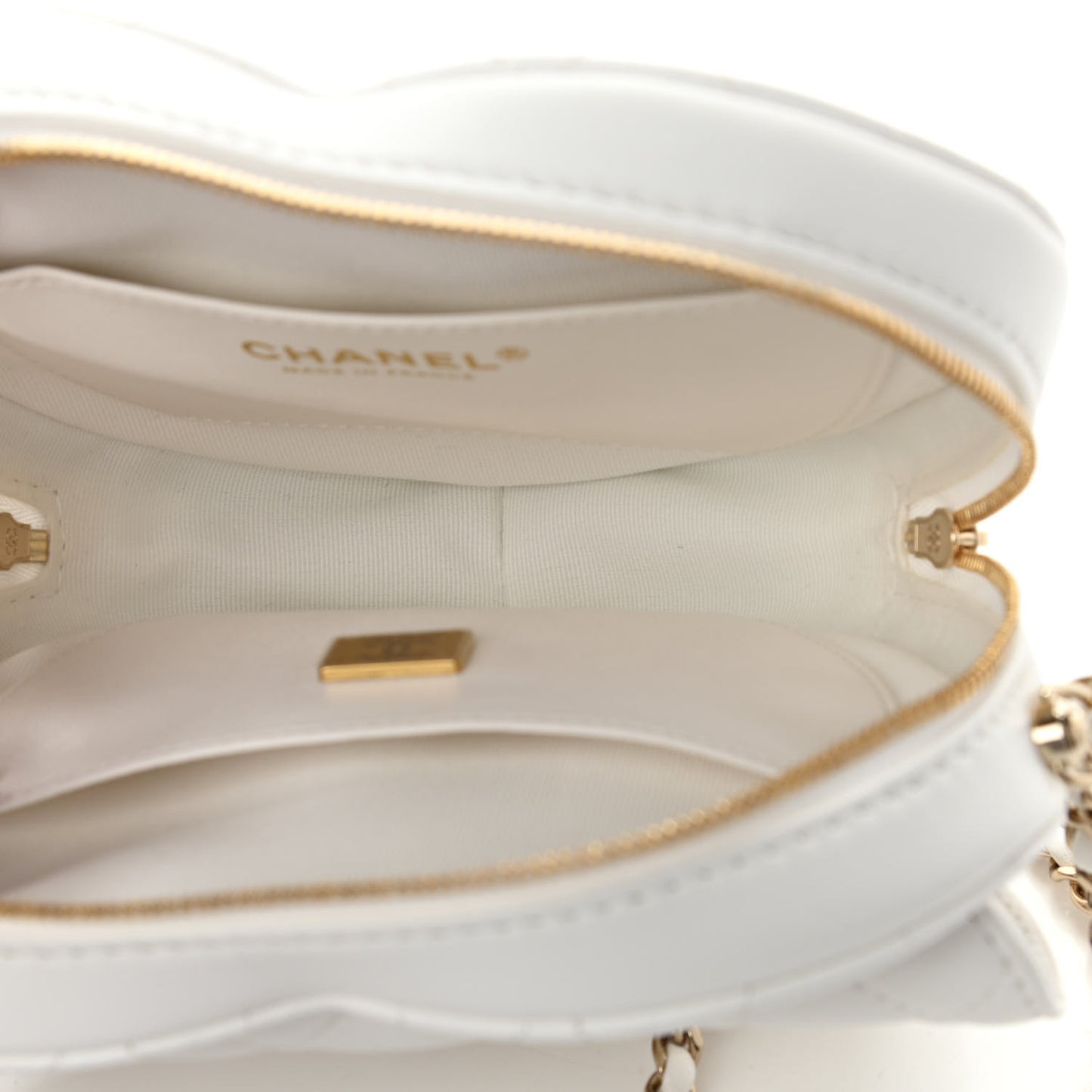 Lambskin Quilted CC In Love Heart Bag White