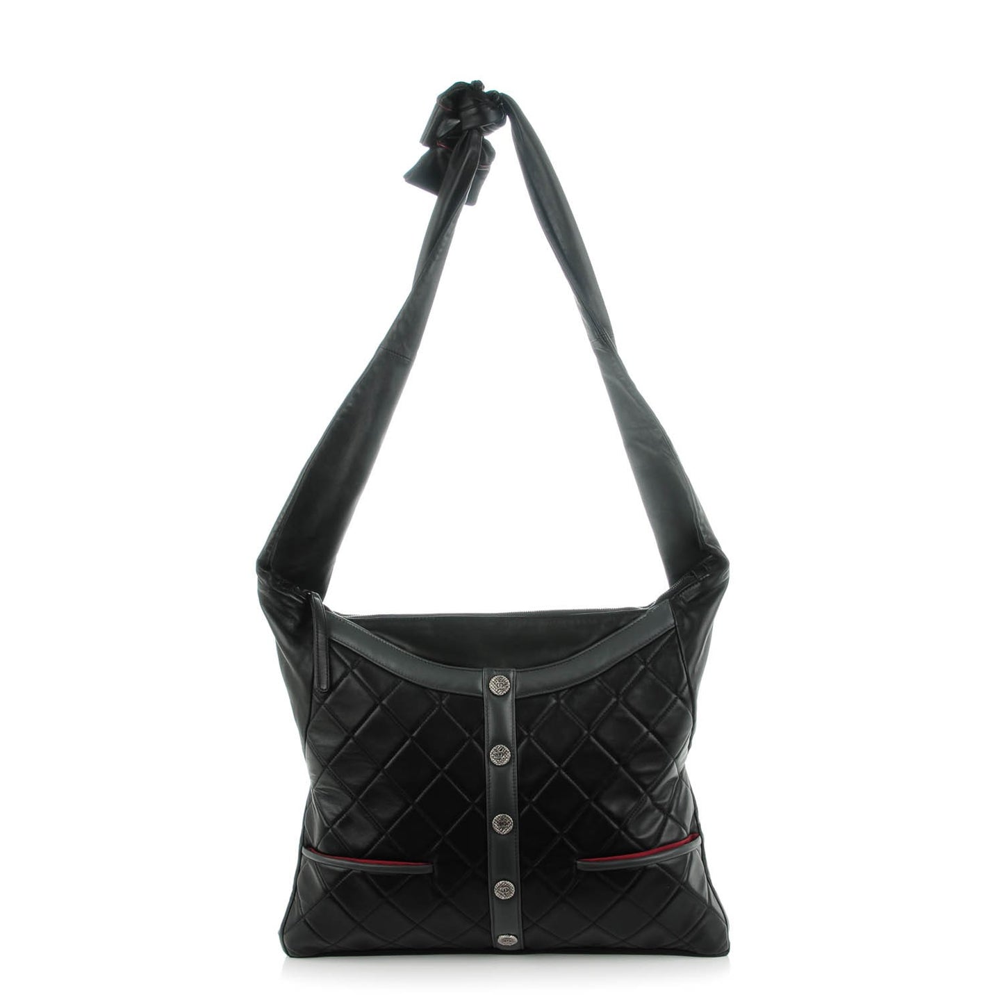 Lambskin Quilted Large Girl Bag Black