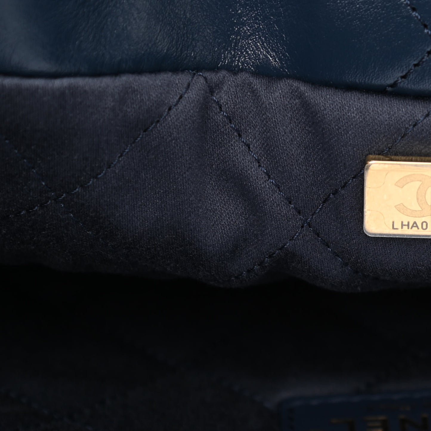 Shiny Calfskin Quilted Chanel 22 Navy Blue