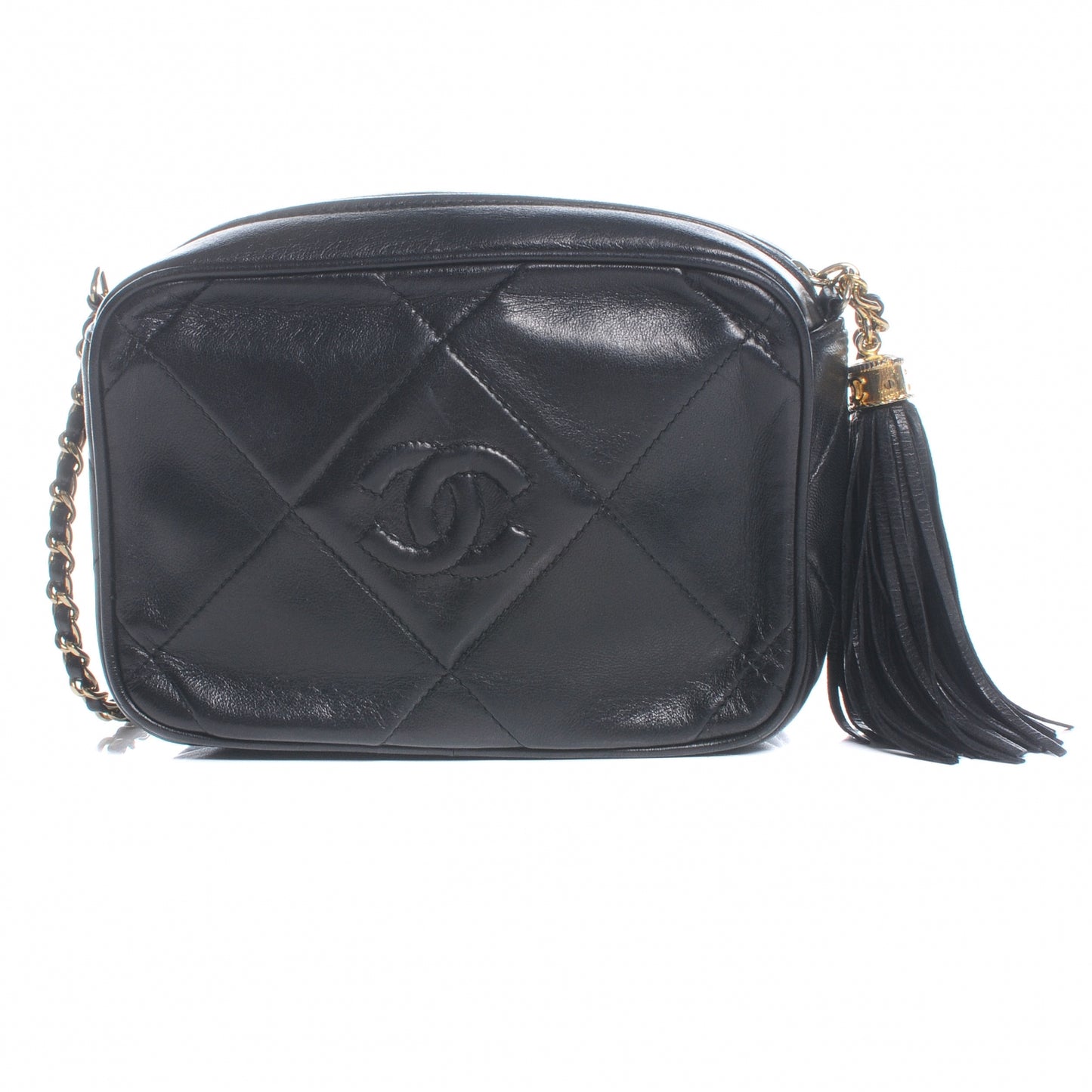 Lambskin Small Tassel Camera Case Black