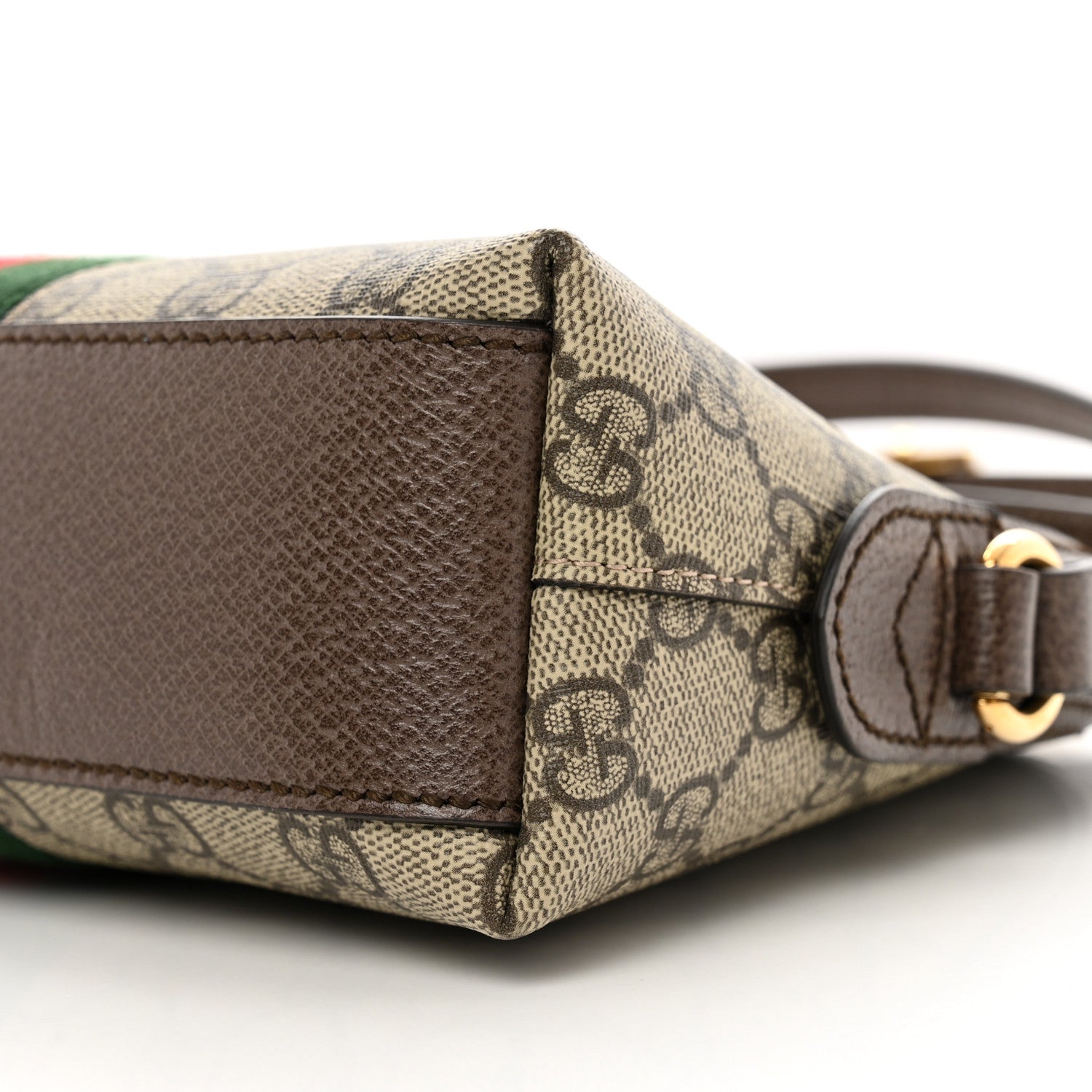 Gucci GG Supreme Monogram Textured Dollar Calfskin Web Small Ophidia Dome Shoulder Bag Beige Ebony New Acero 10 of 10