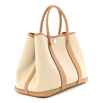 Hermes Toile Militaire Vache Country Garden Party 30 TPM Tote Beton Biscuit 3 of 10
