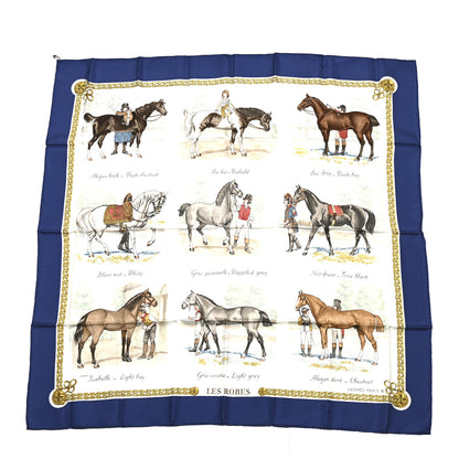 Hermes Silk Les Robes Scarf 90 Bleu Beige 1 of 4