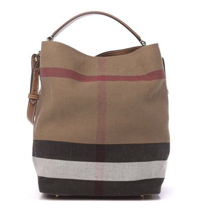 Burberry Canvas Mega Check Medium Ashby Hobo Black 1 of 11