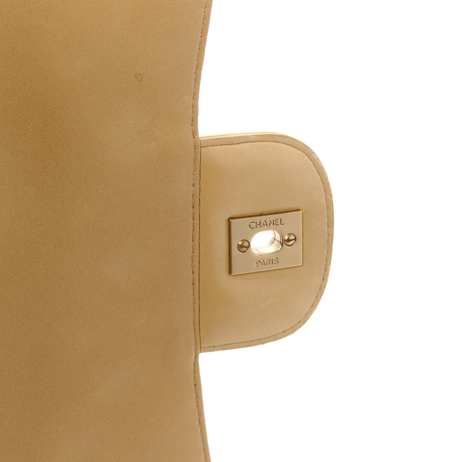 Chanel Metallic Patent Quilted Maxi Single Flap Beige 6 of 14