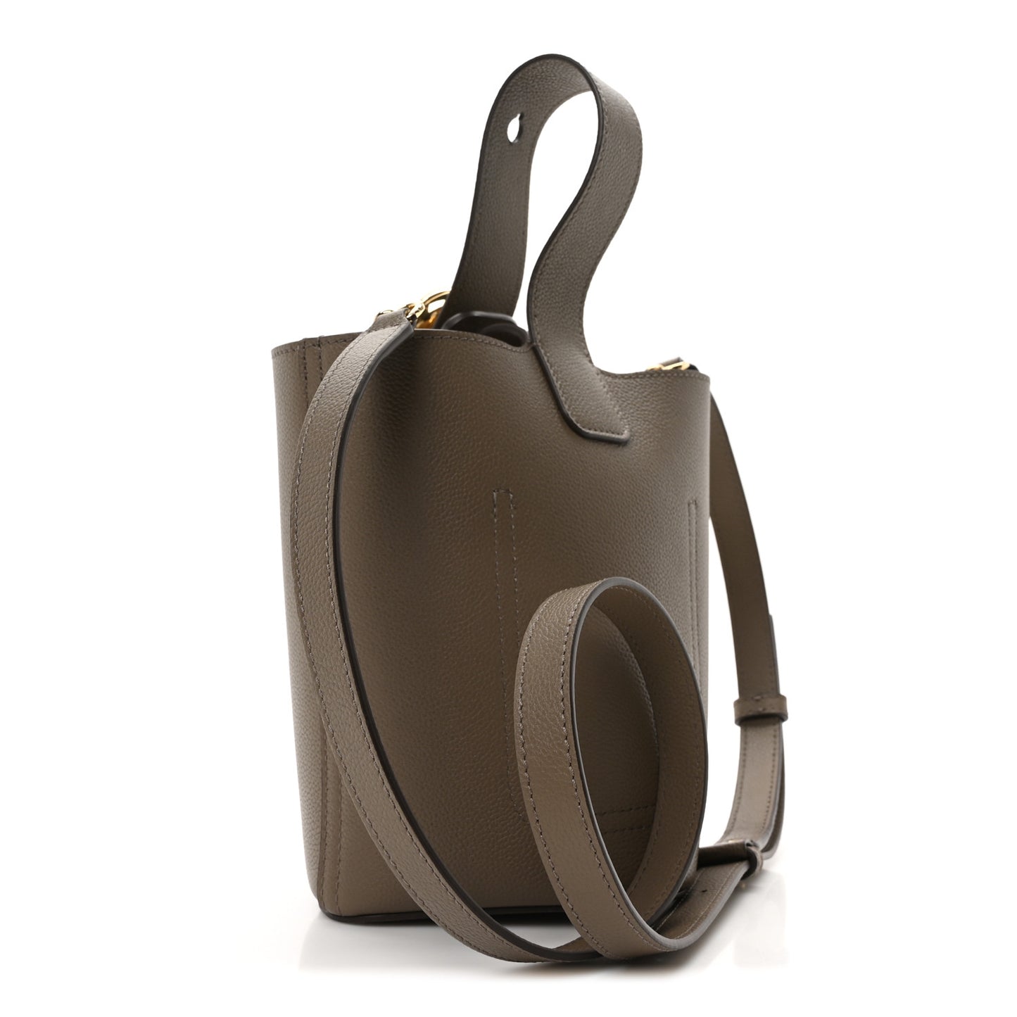 Soft Grained Calfskin Mini Pebble Bucket Bag Taupe