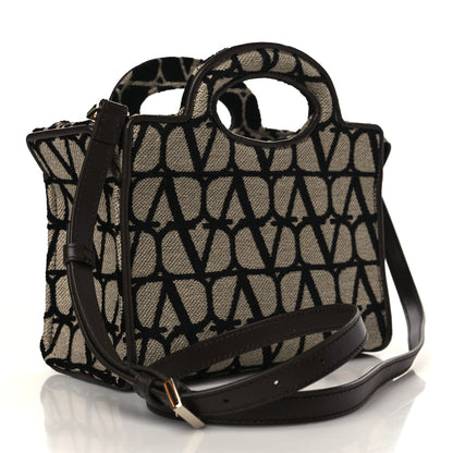Valentino Garavani Toile Iconographe Goatskin Mini Le Troisieme Shopping Bag Naturale Black Fondant 3 of 8