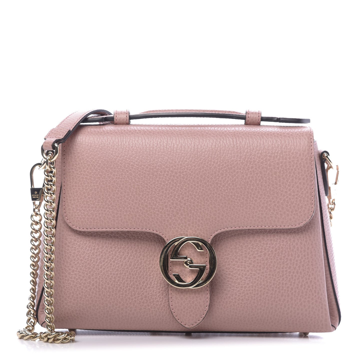 Dollar Calfskin Interlocking G Top Handle Shoulder Bag Soft Pink
