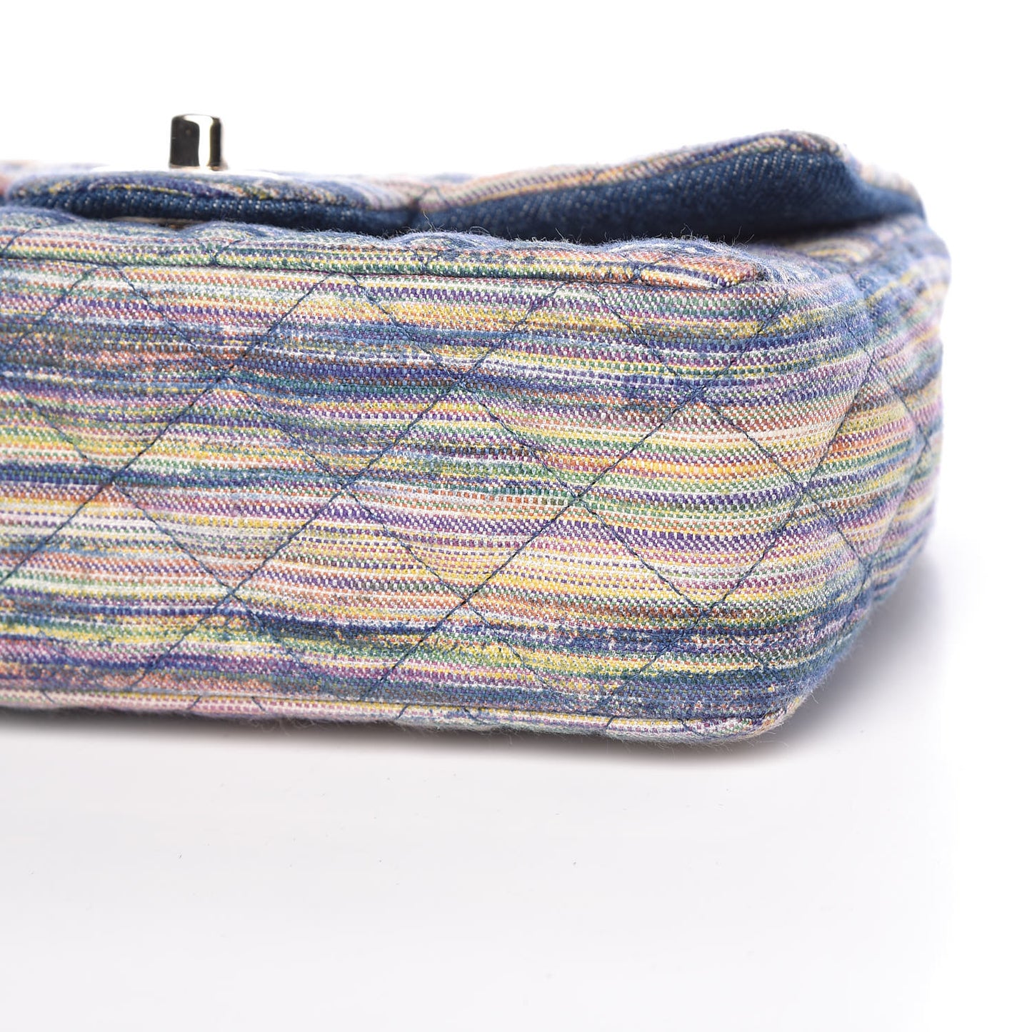 Denim Mini Rectangular Flap Bag Navy Yellow Purple Green