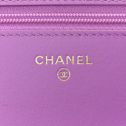Chanel Caviar Quilted CC Filigree Wallet On Chain WOC Purple 6 of 12