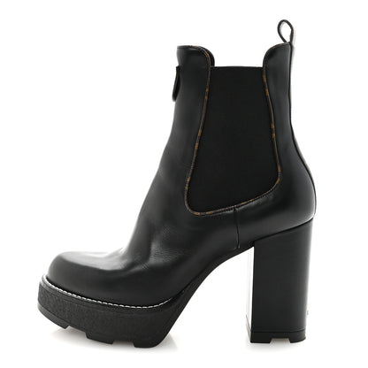 Louis Vuitton Calfskin Monogram LV Beaubourg Platform Ankle Boots 40 Black 2 of 18