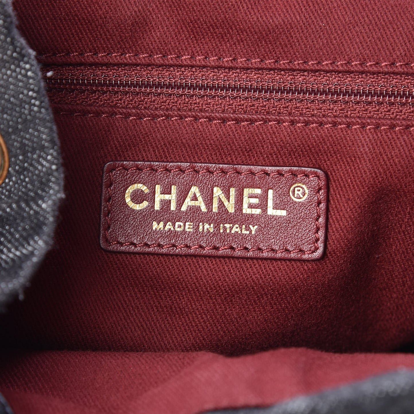 Denim Calfskin Quilted Backpack Dark Grey Black