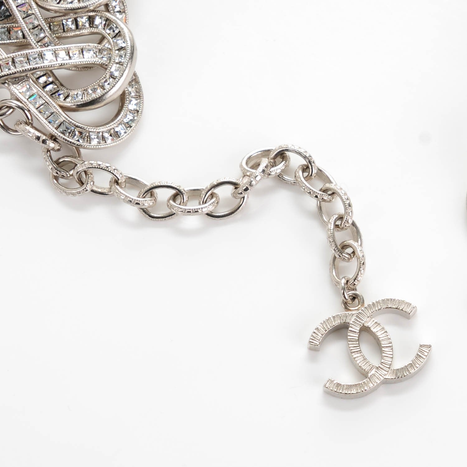 Chanel Ombre Crystal CC Infinity Chain Link Choker Necklace Blue Silver 6 of 6