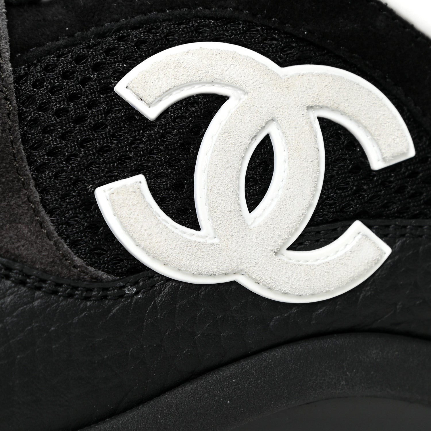 Chanel Mesh Suede Grained Calfskin Womens CC Sneakers 41 Black White 12 of 14
