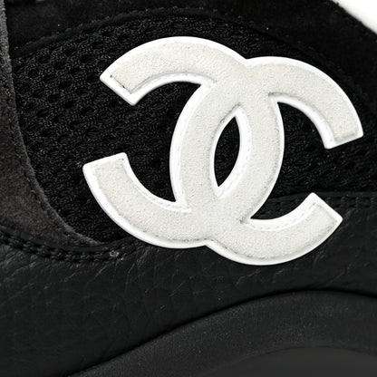 Chanel Mesh Suede Grained Calfskin Womens CC Sneakers 41 Black White 12 of 14