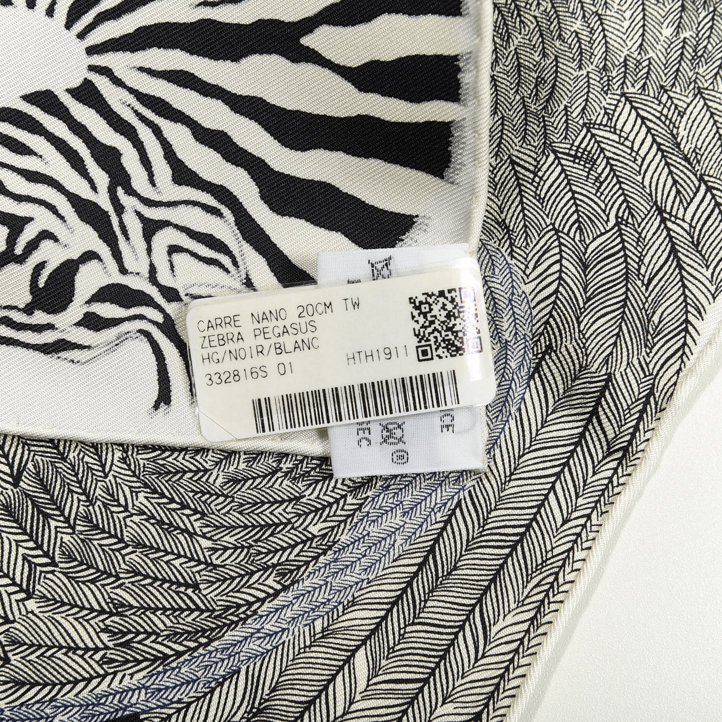 Silk Zebra Pegasus Nano Scarf 20 Black White